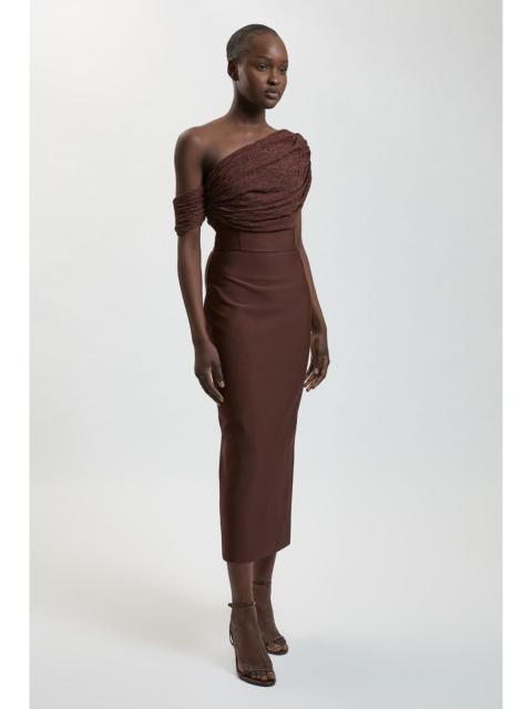 KAREN MILLEN Bandage Knit Lace Figure Form Midi Dress