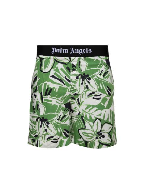 Palm Angels Palm Angels Macro Hibiscus Easy Shorts Green/White