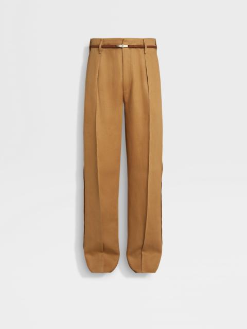 ZEGNA DARK BEIGE OASI LINO PANTS