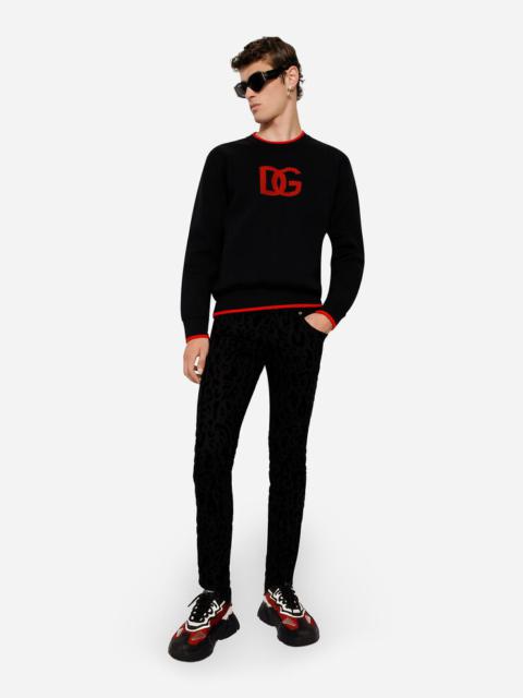 Jacquard round-neck sweater with DG logo