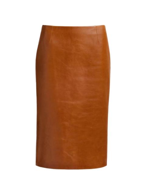 ELIE SAAB leather pencil midi skirt