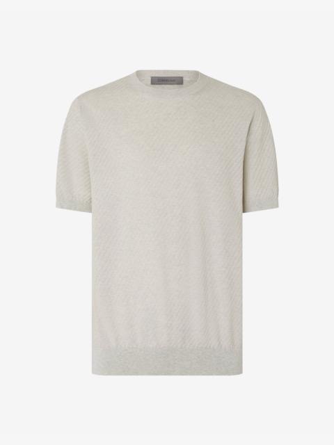 CORNELIANI Grey full zip ice cotton and silk sweatshirt