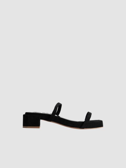 BY FAR Tanya Flat Black Suede Leather