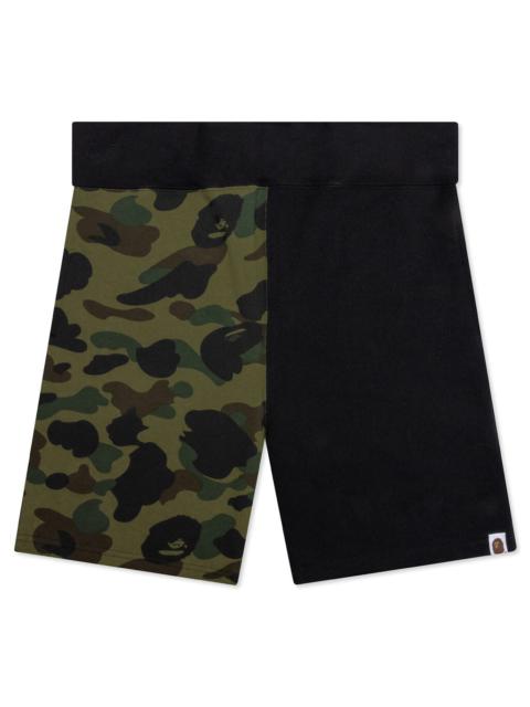 A BATHING APE® 1ST CAMO BACK SHARK SWEAT SHORTS - GREEN