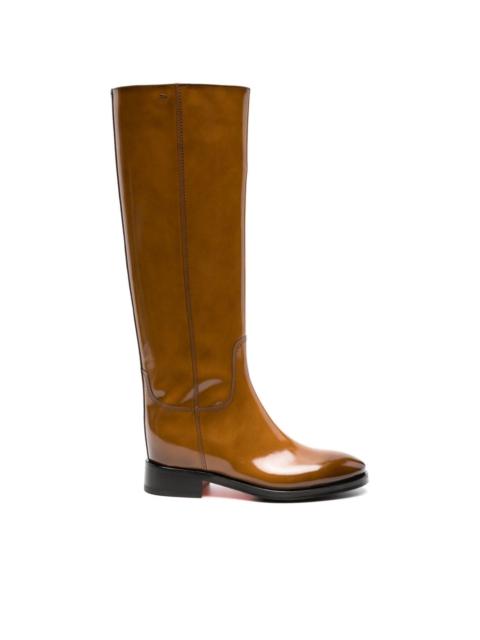 Santoni patent leather knee-high boots
