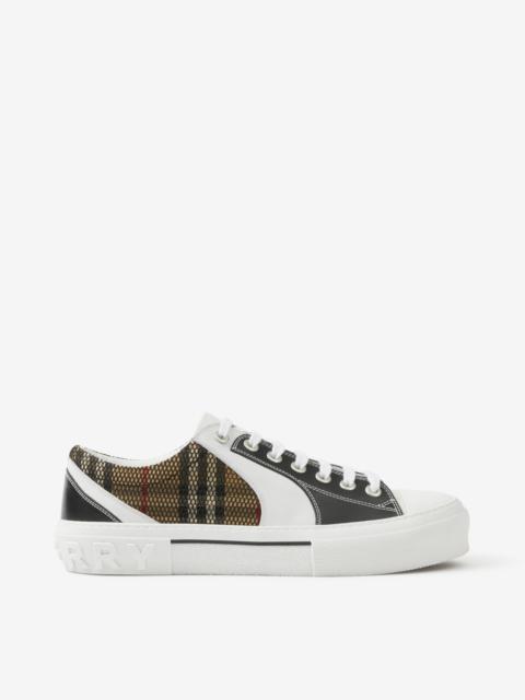 Burberry Vintage Check Cotton, Mesh and Leather Sneakers