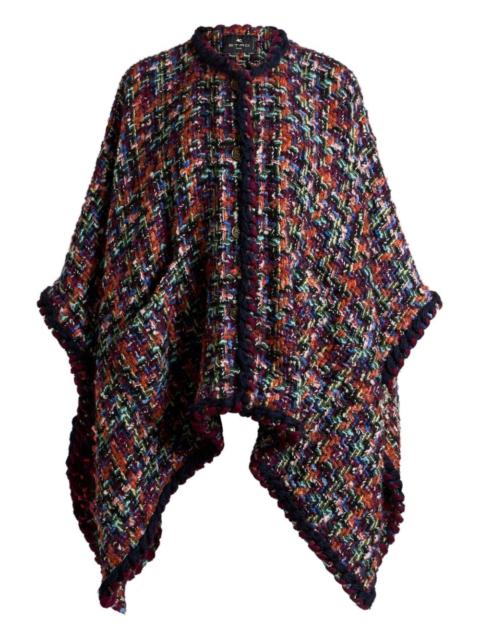 Etro tweed pom-pom trim cape