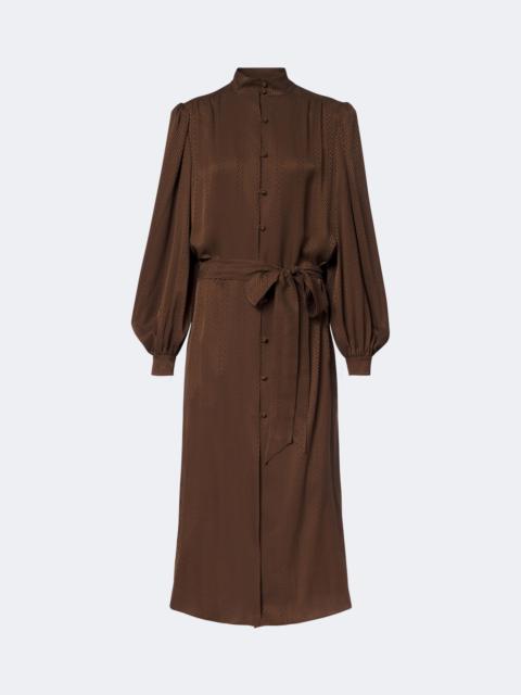 Valentino Belted chevron jacquard silk midi dress