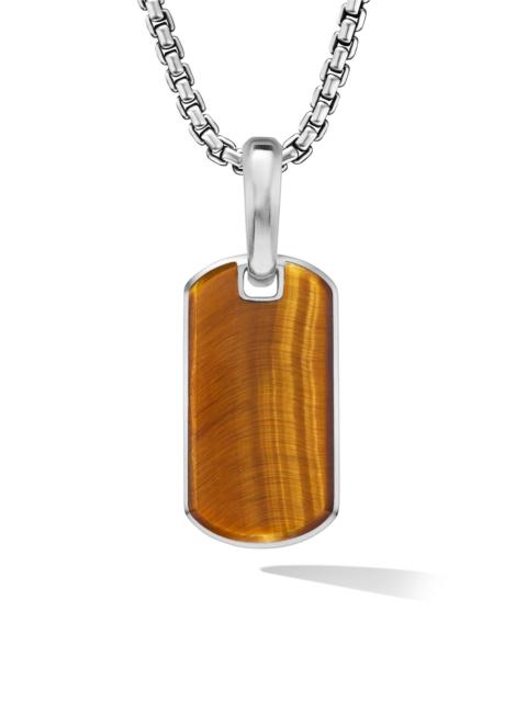 DAVID YURMAN Men's Chevron Tag in Sterling Silver - Tigers Eye