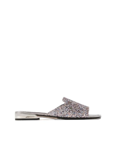 JIMMY CHOO Nako glitter logo strap sandals