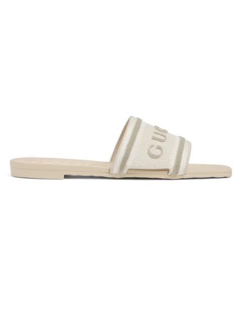 GUCCI Women's Luna Logo Cotton Canvas Sandals - White