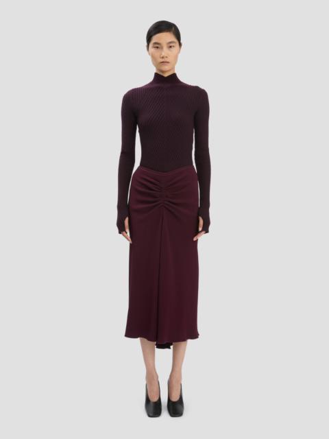 Victoria Beckham Gathered Waist Midi Skirt In Merlot
