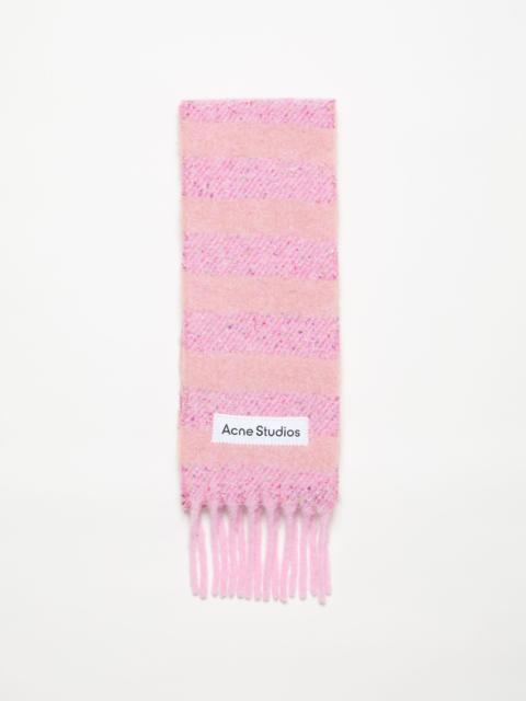 Stripe alpaca scarf - Narrow - Bright pink/old pink