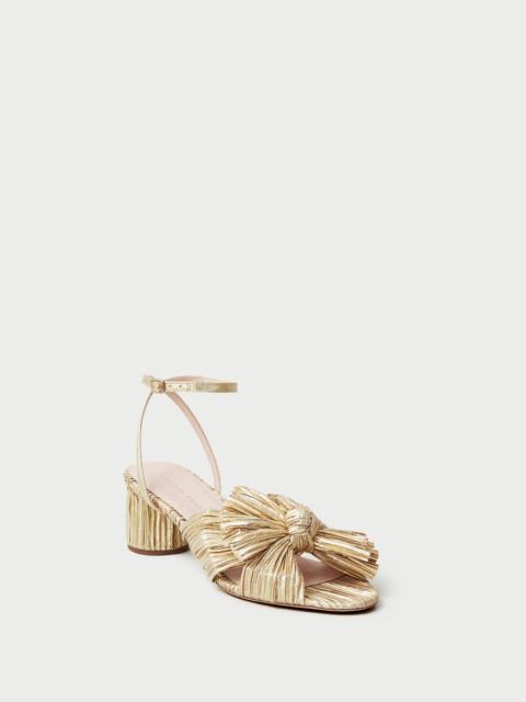 LOEFFLER RANDALL Dahlia Gold Pleated Bow Heel