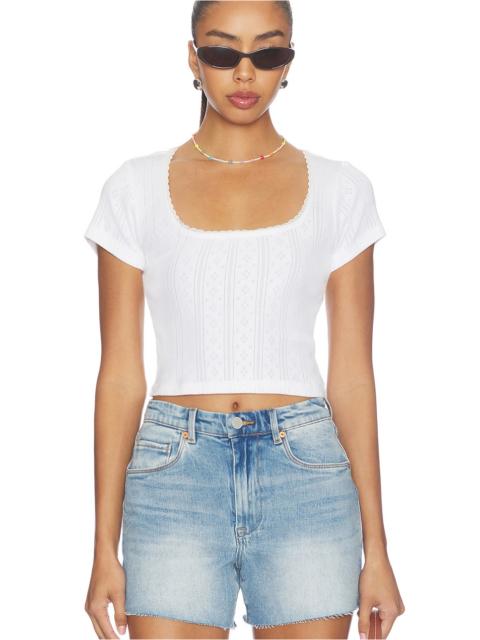 GOOD AMERICAN The Pointelle Square Neck Top