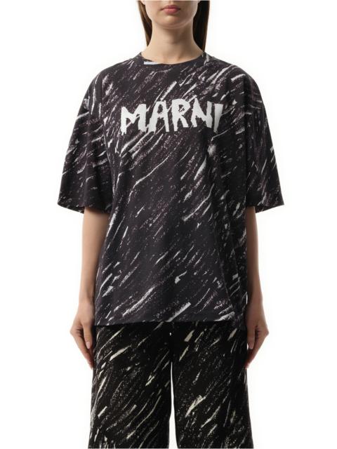 Marni Scribbled Logo T-Shirt in Black