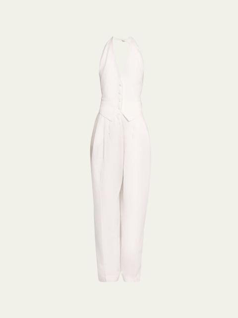 RONNY KOBO Rex Backless Plunging Vest Jumpsuit