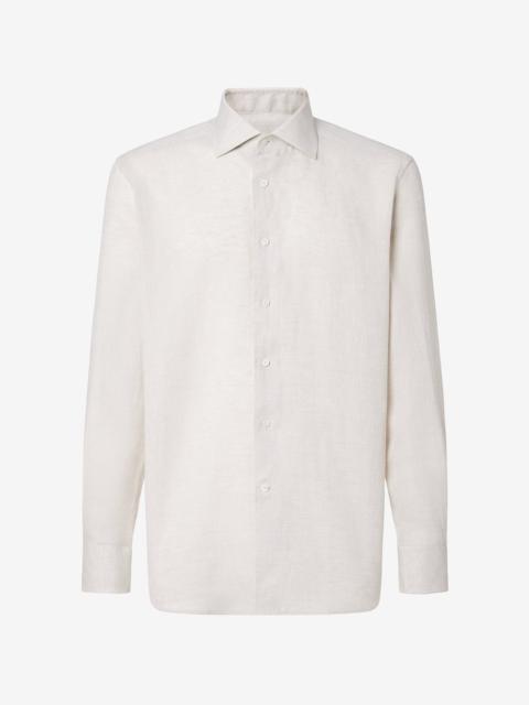 CORNELIANI Beige chambray linen shirt