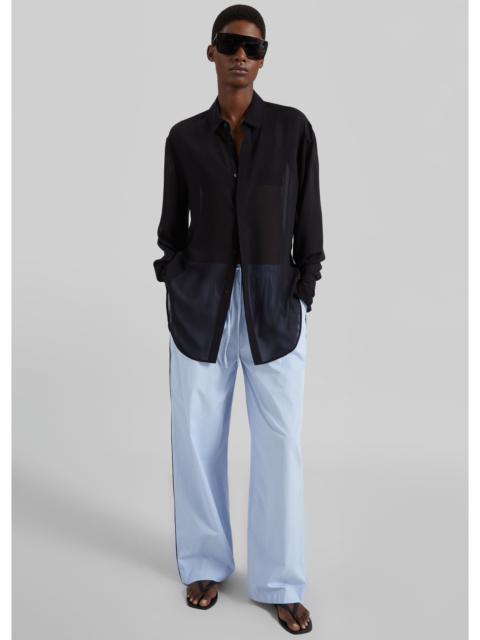The Frankie Shop Verlin Sheer Chiffon Tie Cuff Shirt - Black