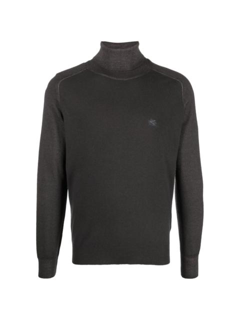 logo-embroidered roll-neck jumper