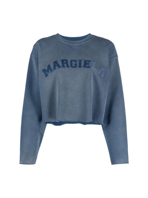Maison Margiela logo-patch cropped cotton-jersey sweatshirt