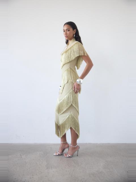 TELLUS MIDI DRESS IN SAND CHIFFON