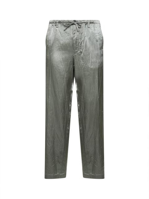 Dries Van Noten Mint green viscose and cotton straight-leg trousers
