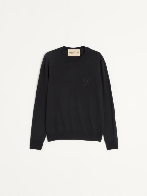 Valentino WOOL SWEATER WITH VG EMBROIDERY