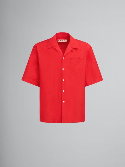 Marni RED ORGANIC POPLIN BOWLING SHIRT WITH HIDDEN LOGO