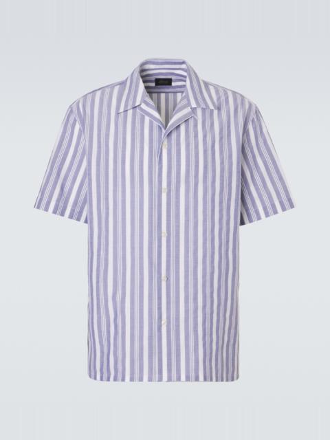 Brioni Striped cotton poplin bowling shirt
