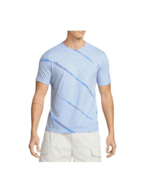 Nike Men's Nike Sportswear Geometry Pattern Casual Round Neck Short Sleeve Light Blue T-Shirt DQ1077-548