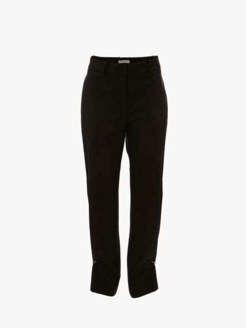 RING DETAIL SLIM LEG TROUSERS