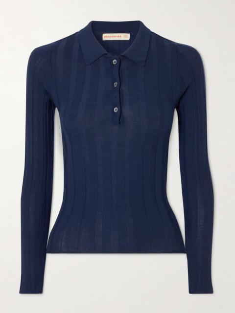 &DAUGHTER Ribbed wool polo shirt Navy