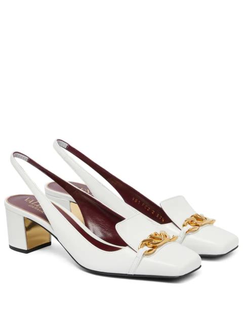 Valentino VLogo Chain leather slingback pumps