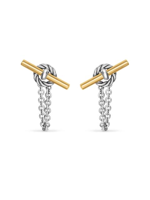 DAVID YURMAN Women's DY Mercer Petite Toggle Chain Stud Earrings in Sterling Silver with 18K Yellow Gold, 38.2MM