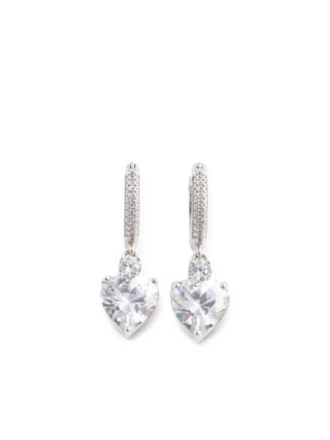 self-portrait crystal heart-pendant earrings