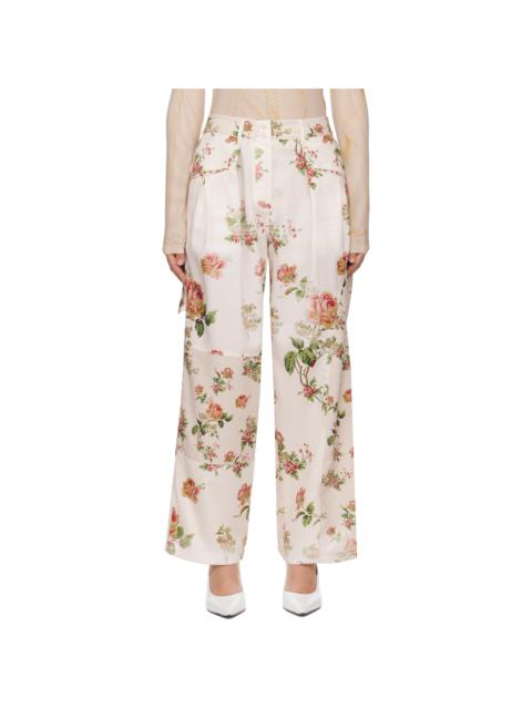 【OPEN Yy】 PANELED PAJAMA PANTS, BEIGE OPEN YY Beige Paneled Pajama Trousers | REVERSIBLE