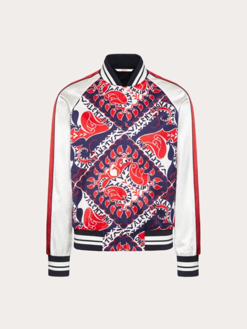 Valentino ARCHIVE MANIFESTO BANDANA PRINT VISCOSE AND COTTON BOMBER JACKET