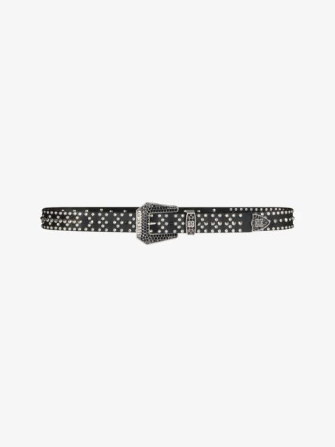 BELT IN LEATHER WITH STUDS AND CRYSTALS