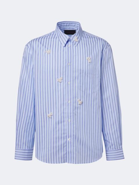 Simone Rocha Embellished striped cotton poplin shirt