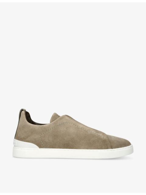 ZEGNA Triple Stitch panelled suede low-top trainers