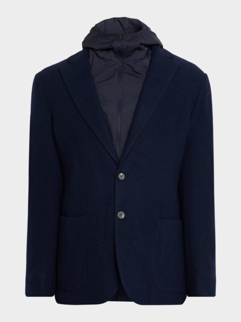 SEASE Men's Hybrid Hooded Single-Breasted Blazer