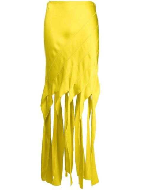 Stella McCartney fringe-hem satin-finish skirt