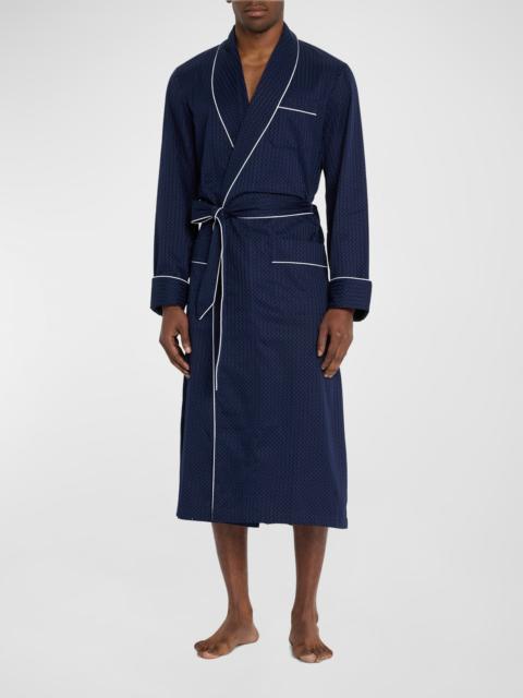Derek Rose Men's Dotted Royal Robe w/ Piping