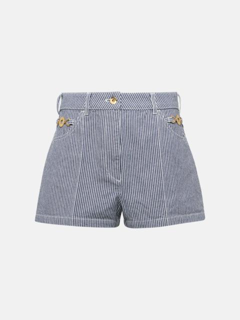PATOU Striped high-rise denim shorts