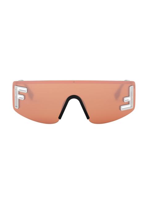 FENDI Men's Sport 141MM Shield Sunglasses - Shiny Palladium Bordeaux