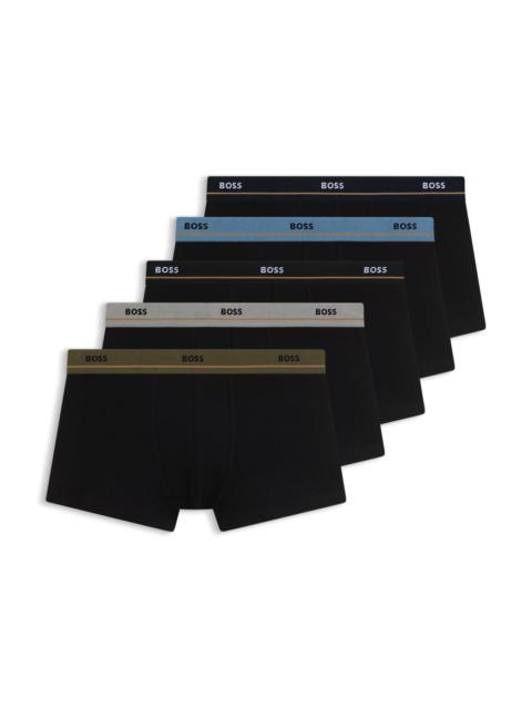BOSS FIVE-PACK OF STRETCH-COTTON TRUNKS WITH LOGO WAISTBANDS