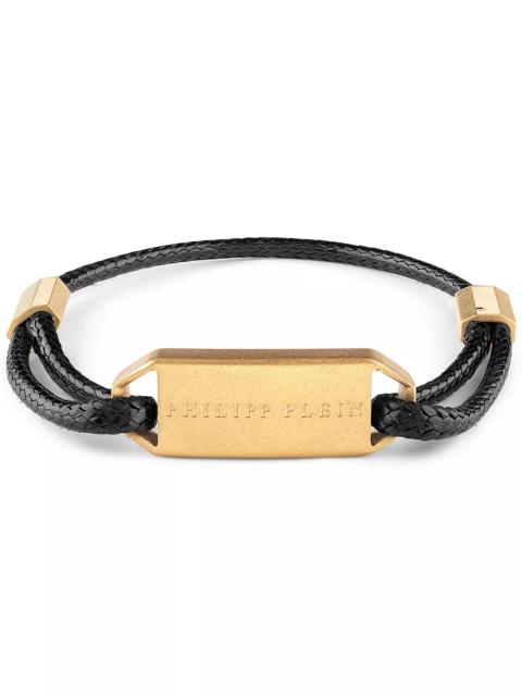 PHILIPP PLEIN Plein Tag Gold Tone Cord Bracelet