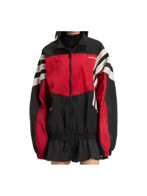 adidas (WMNS) adidas Santiago Woven Track Top Asia Sizing 'Black Red' KC9134