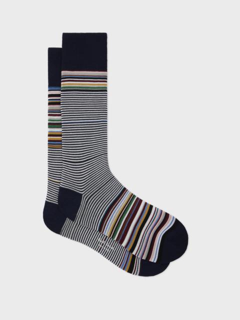 Paul Smith Navy 'Signature Stripe' Odd Socks